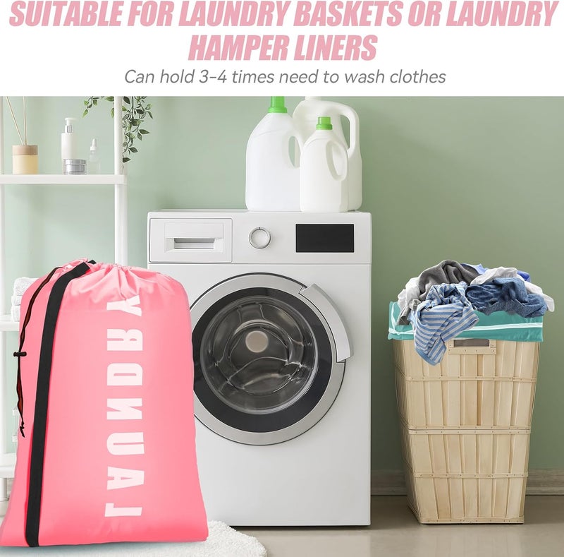 Isink Heavy Duty Laundry Bag with Strap,2 Pack Travel Laundry Bags for Dirty Clothes,24" x 36" Large Laundry Bag for Traveling,Camping,Dorm (Cyan + Pink) - Image 5